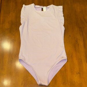 NWOT Vineyard Vines Striped Lavender Sleeveless Swimsuit- M (12-14)